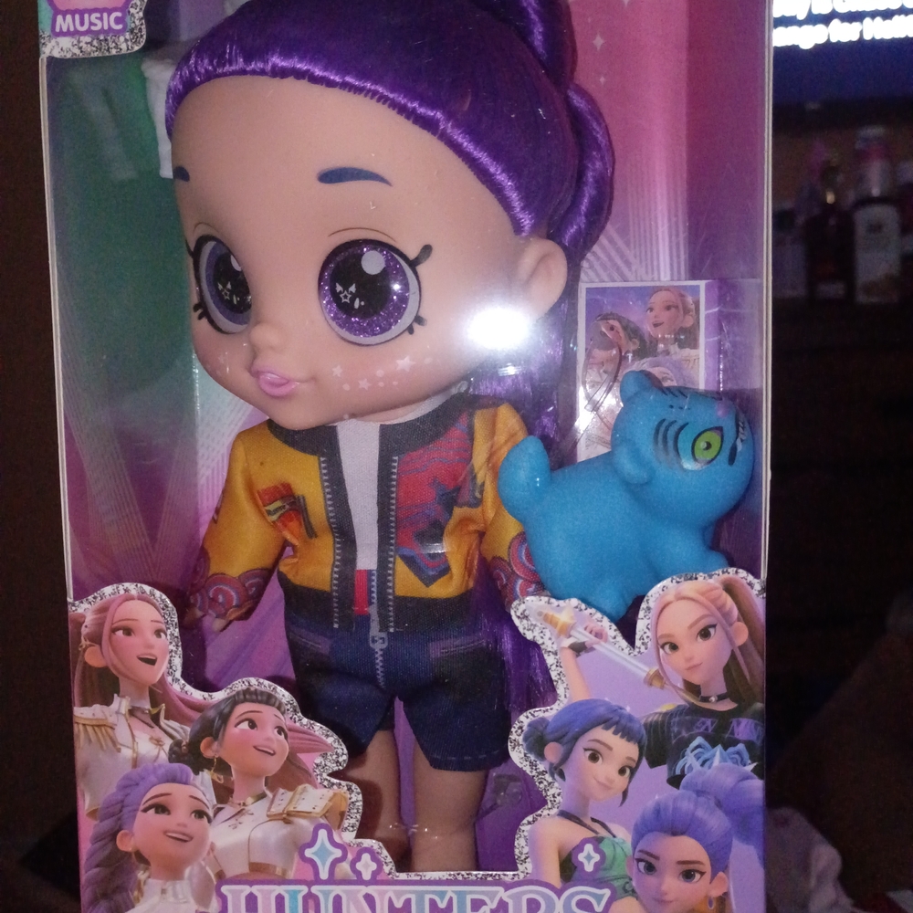 Purple-Haired Doll with Blue Cat - Kids Toy
